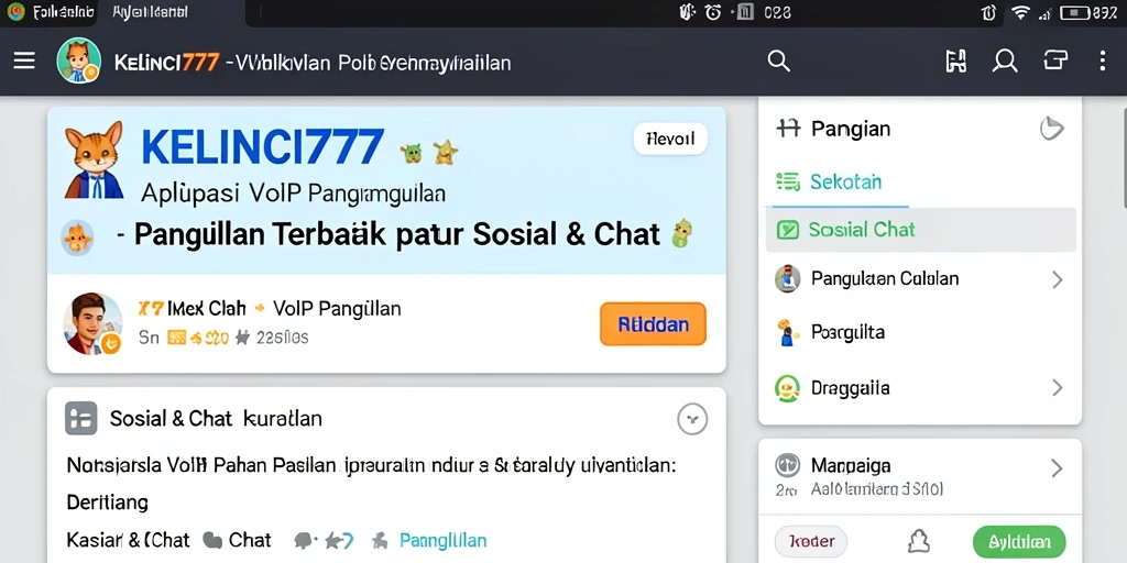 Screenshot KELINCI777 menampilkan antarmuka VoIP Panggilan yang menarik dan intuitif.