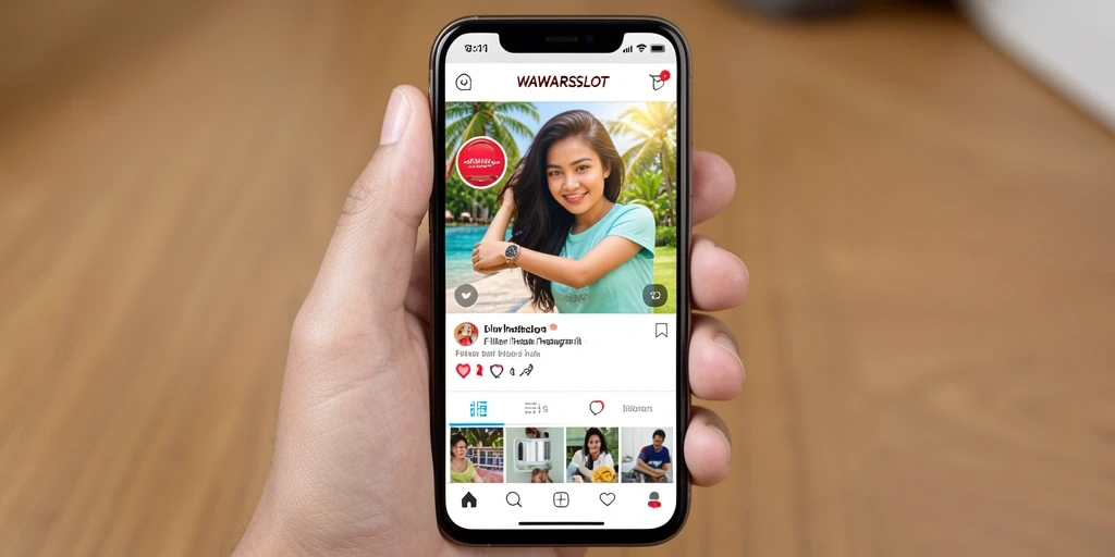Tampilan antarmuka pengguna WAWARSLOT untuk edit foto dengan filter Instagram.
