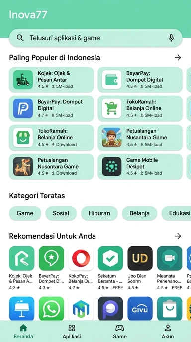 Tampilan katalog aplikasi inova77
