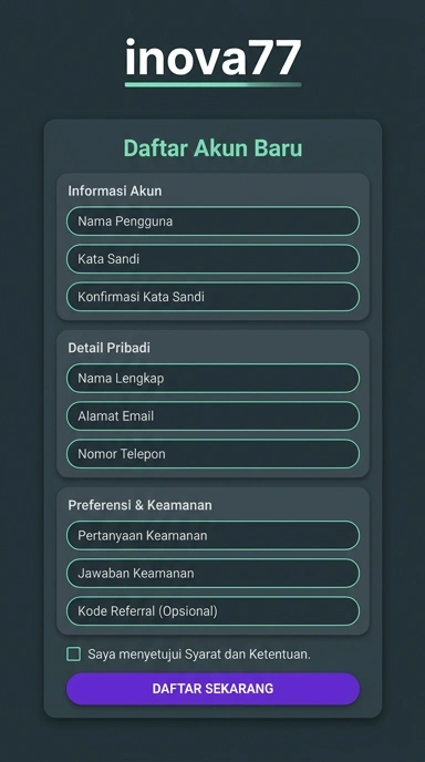 Tampilan halaman daftar inova77