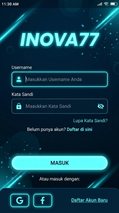 Tampilan halaman login inova77